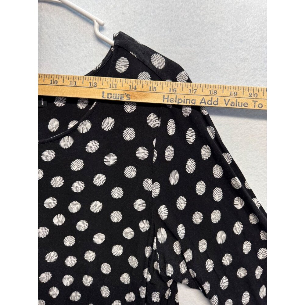 Black & White Polka Dot 3/4 Sleeve Top Womens 1X Premise Studio Lightweight - Picture 4 of 9